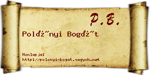 Polónyi Bogát névjegykártya